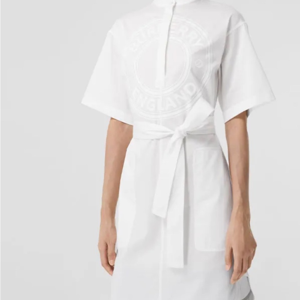 Burberry White Tie-Waist Dress